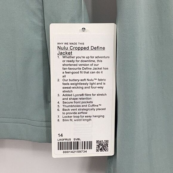 Lululemon Nulu Cropped Define Jacket in Silver Blue Sz 14 NWT - Picture 3 of 8